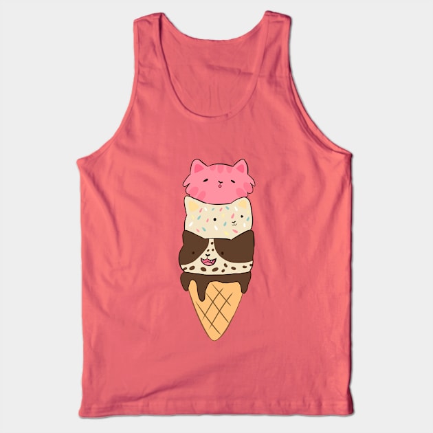 Cute Cat Cream Cone Tank Top by Yarafantasyart